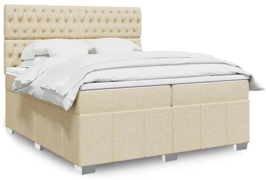 ΚΡΕΒΑΤΙ BOXSPRING ΜΕ ΣΤΡΩΜΑ ΚΡΕΜ 200X200 ΕΚ. ΥΦΑΣΜΑΤΙΝΟ 3291787