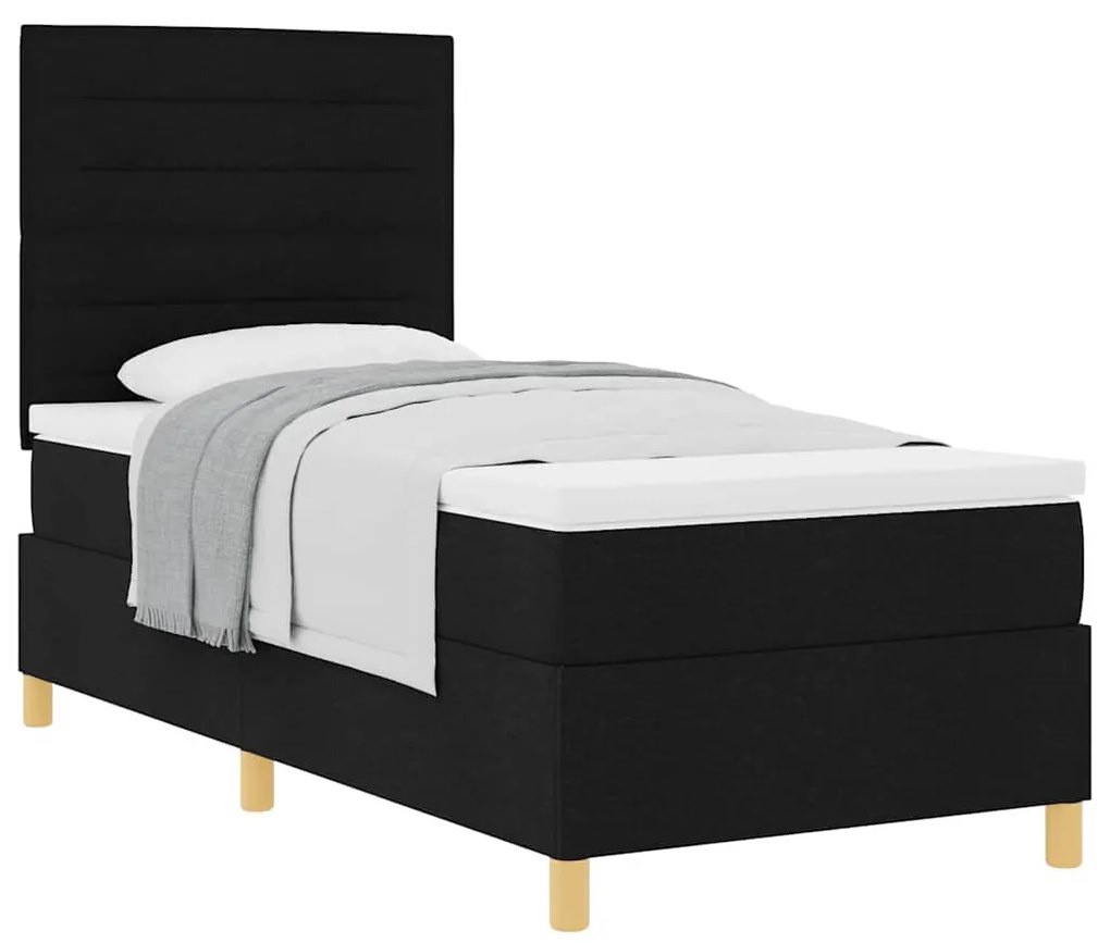 vidaXL Κρεβάτι με ελατήρια με στρώμα Μαύρο 100 x 200 cm ύφασμα