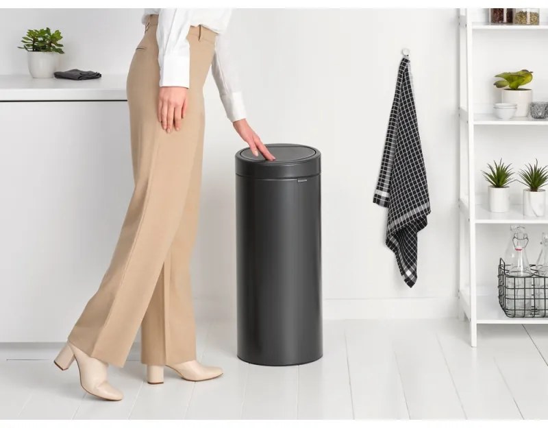 Κάδος Brabantia Touch Bin New 1008860, 30 l, αθόρυβο και ομαλό κλείσιμο, σκούρο γκρι