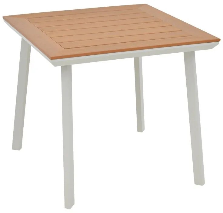 Τραπεζαρία Synergy-Glisten σετ 3τεμ λευκό αλουμίνιο και plywood σε φυσικό χρώμα 80x80x74εκ 80x80x74 εκ.