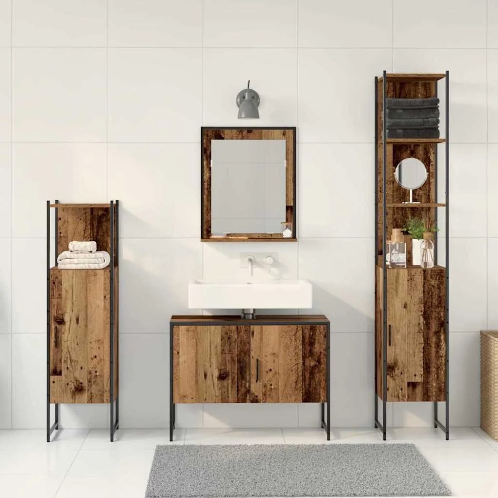 vidaXL Σετ Επίπλων Μπάνιου με αποθήκευση 4 pcs Καφέ 33 x 33 x 185.5 εκ