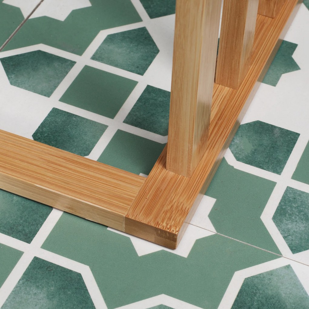 HOMCOM Βάση Πετσετών από Μπαμπού. Σχεδιασμός 3 επιπέδων, 3 ράβδοι πετσετών 48 cm x 25,8 cm x 94 cm, Φυσικό + Λευκό