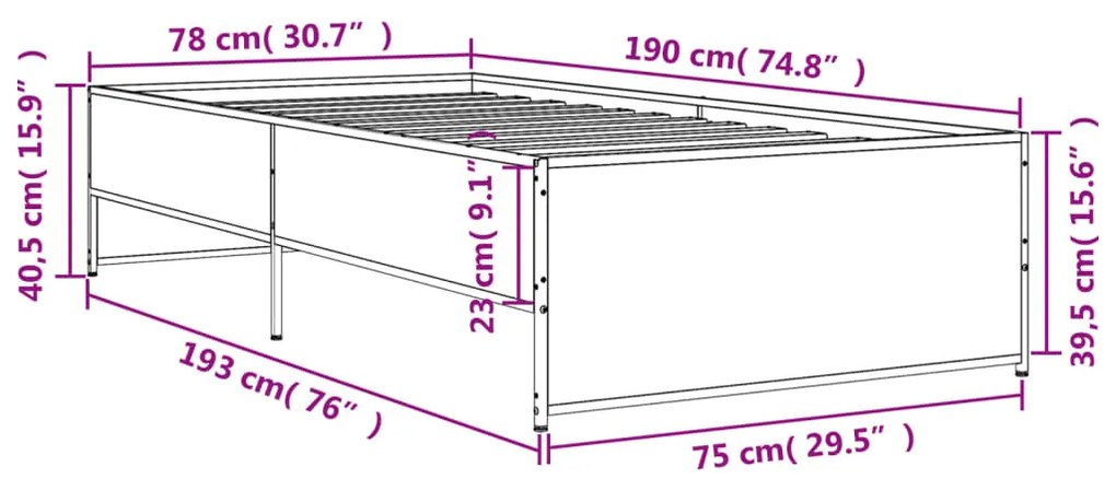 ΠΛΑΙΣΙΟ ΚΡΕΒΑΤΙΟΥ ΚΑΦΕ ΔΡΥΣ 75X190 ΕΚ. ΕΠΕΞ. ΞΥΛΟ &amp; ΜΕΤΑΛΛΟ 845255