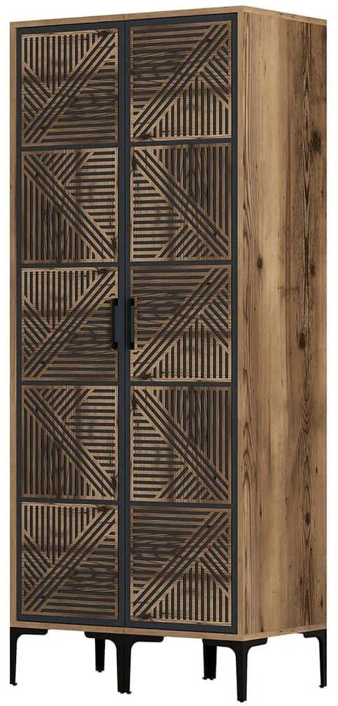 Ντουλάπα Δίφυλλη Kumsal 845HCT5439 80x47,5x201,4cm Walnut-Anthracite Two Door