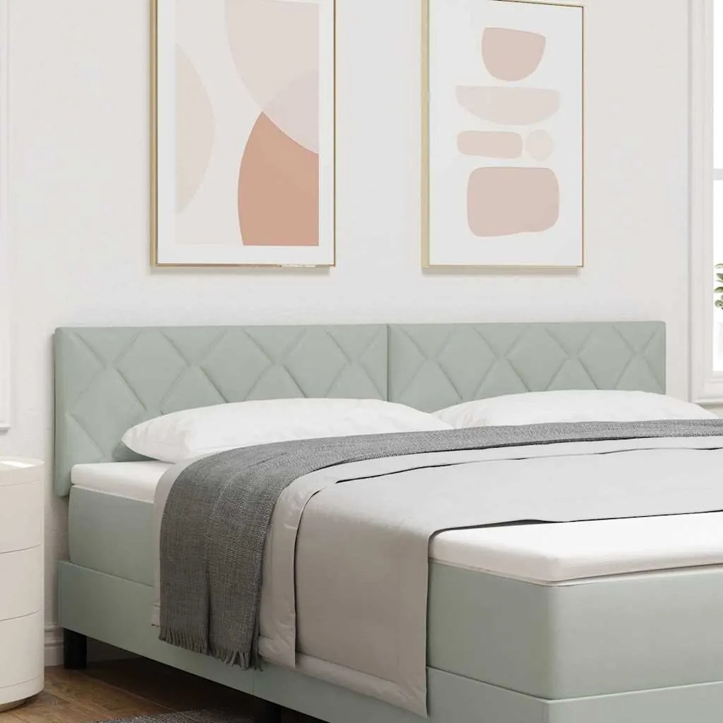 vidaXL LED Κεφαλάρι με φώτα λωρίδας LED Ανοιχτό γκρι 180 cm Βελούδο
