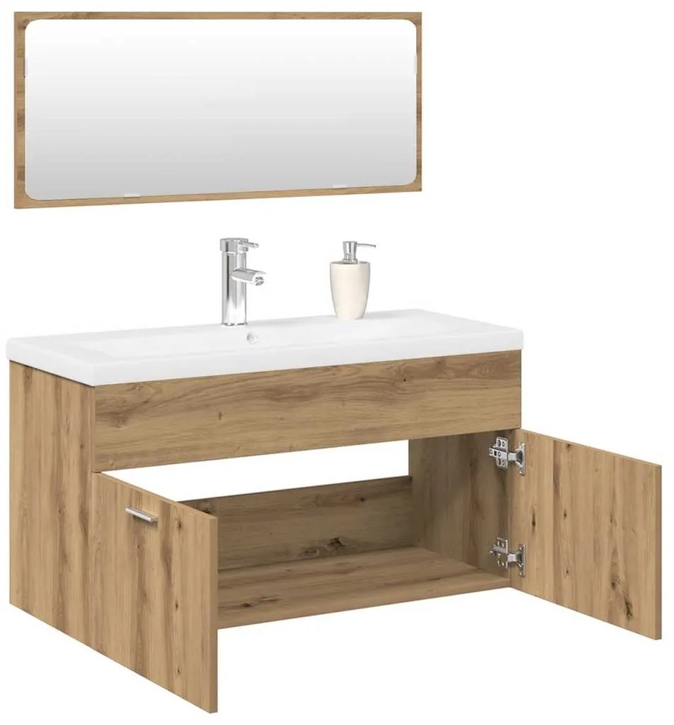 vidaXL Σετ Επίπλων Μπάνιου 3 Τεμαχίων Τεχνίτης Δρυς από Τεχν. Ξύλο