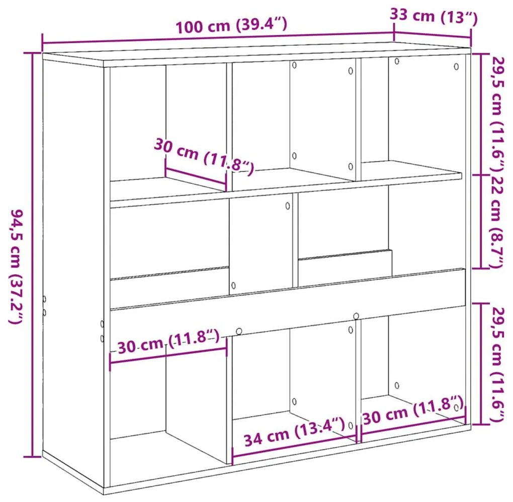 Διαχωριστικό Χώρου-Βιβλιοθήκη Μαύρο 100x33x94,5 εκ. Επεξ. Ξύλο - Μαύρο