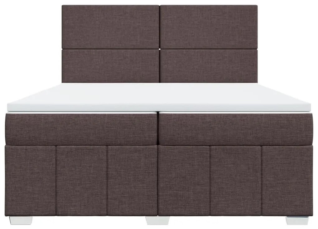 Κρεβάτι Boxspring με Στρώμα Σκούρο Καφέ 200x200 εκ. Υφασμάτινο - Καφέ