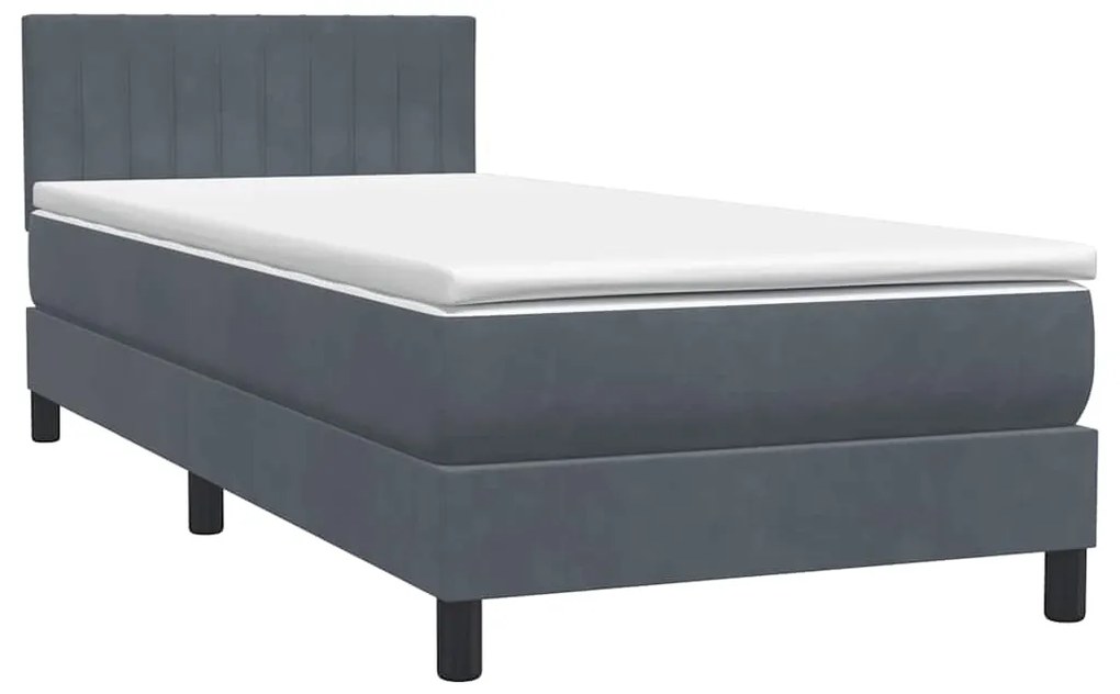 vidaXL Box Spring Κρεβάτι με στρώμα Σκούρο γκρι 80x210 εκ. Βελούδινο