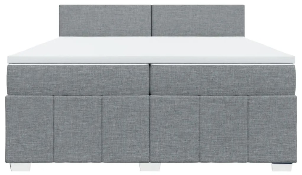 vidaXL Κρεβάτι Boxspring με Στρώμα Ανοιχτό Γκρι 200x200 εκ. Υφασμάτινο