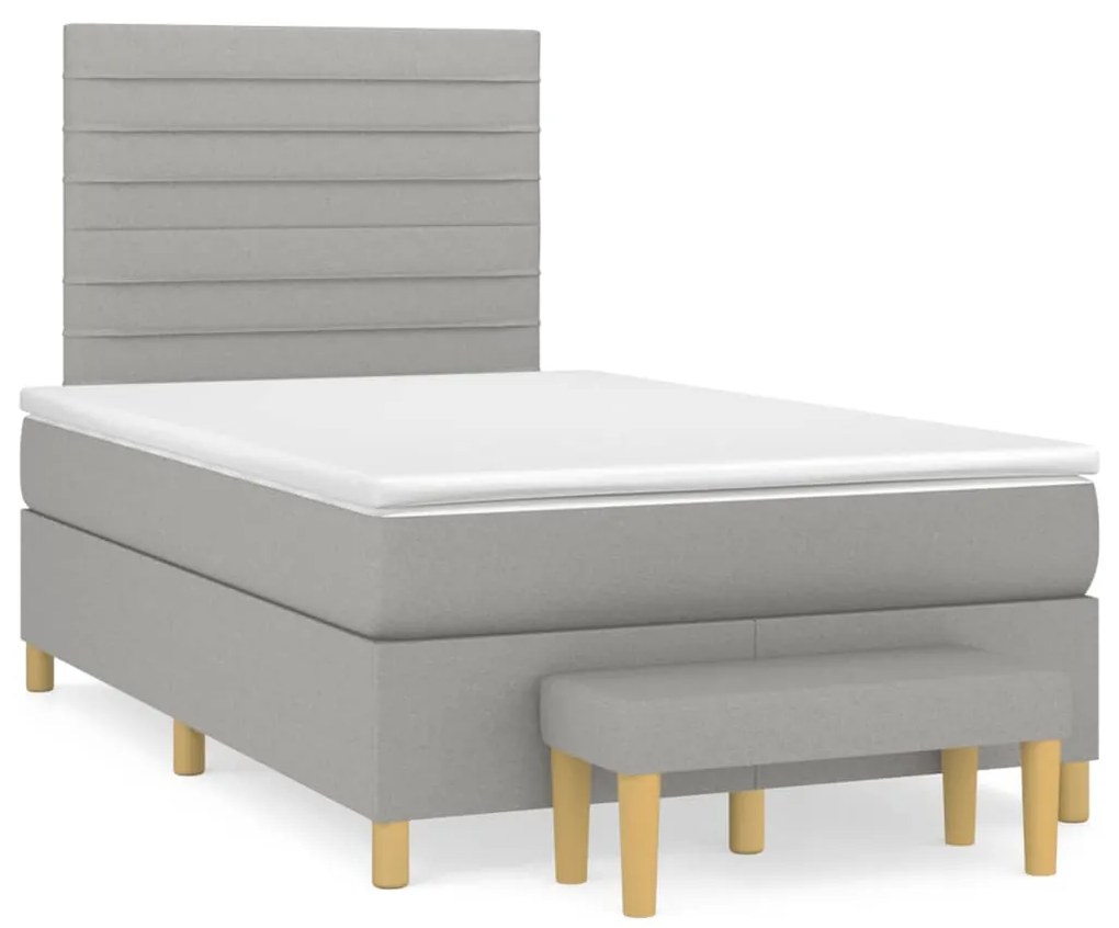 vidaXL Κρεβάτι Boxspring με Στρώμα Ανοιχτό Γκρι 120x190 εκ. Υφασμάτινο