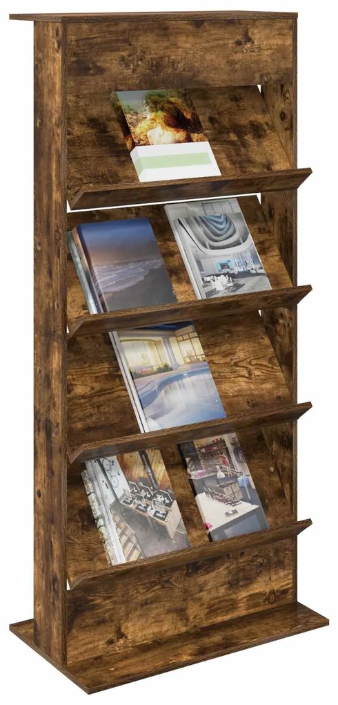 vidaXL Ράφι Περιοδικών με ράφι Καπνιστό Δρύς 70 x 41 x 156 εκ.