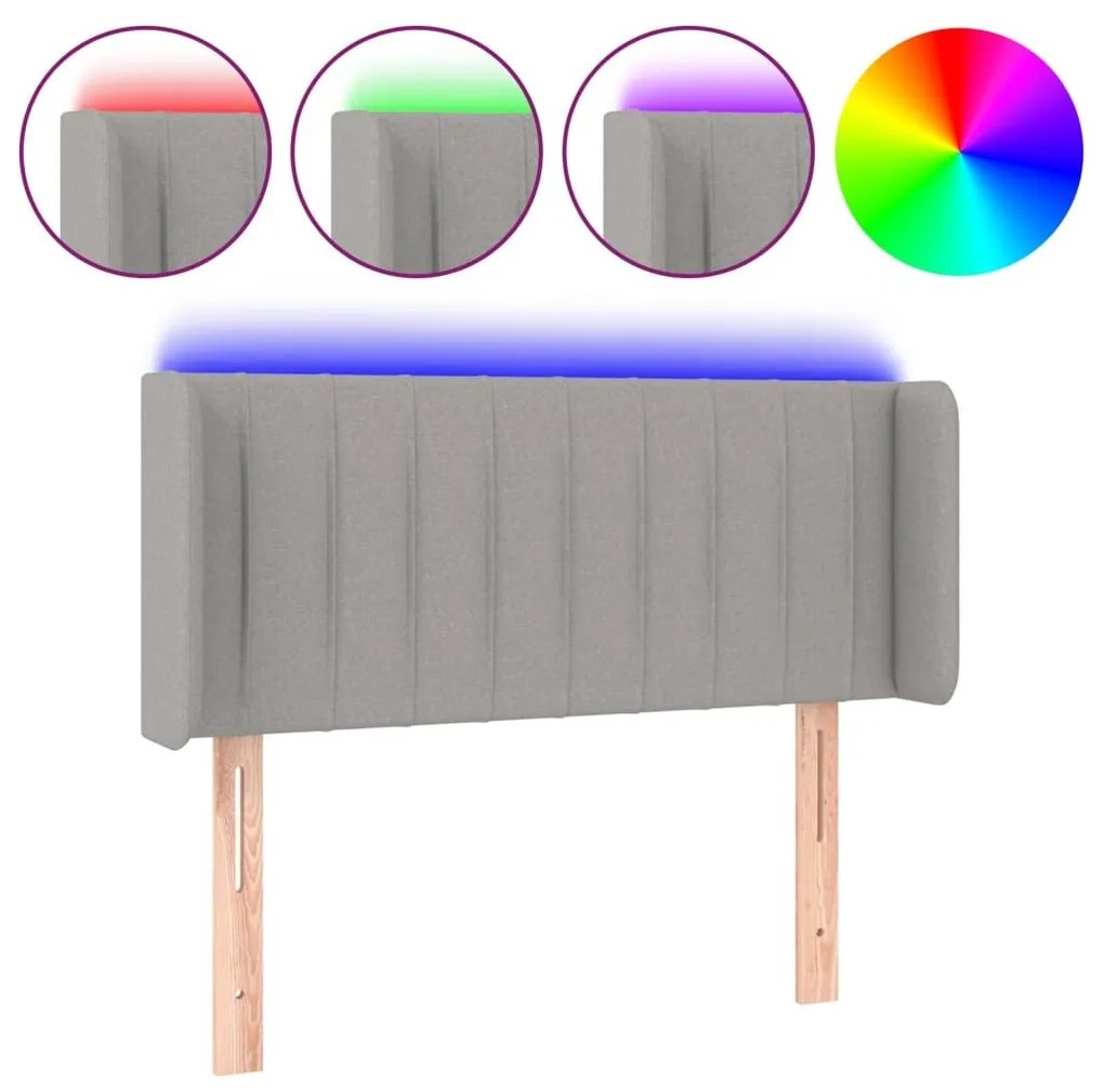 Κεφαλάρι Κρεβατιού LED Ανοιχτό Γκρι 103x16x78/88 εκ. Υφασμάτινο - Γκρι