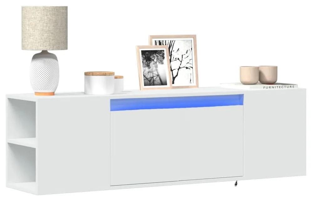 Έπιπλο Τοίχου Τηλεόρασης με LED Λευκό 135x31x39,5 εκ.