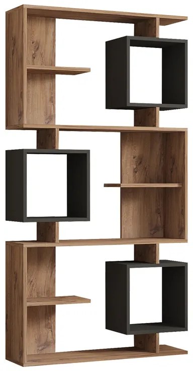 Βιβλιοθήκη Cubix pakoworld σε sonoma-ανθρακί απόχρωση 90x24,6x171,90εκ