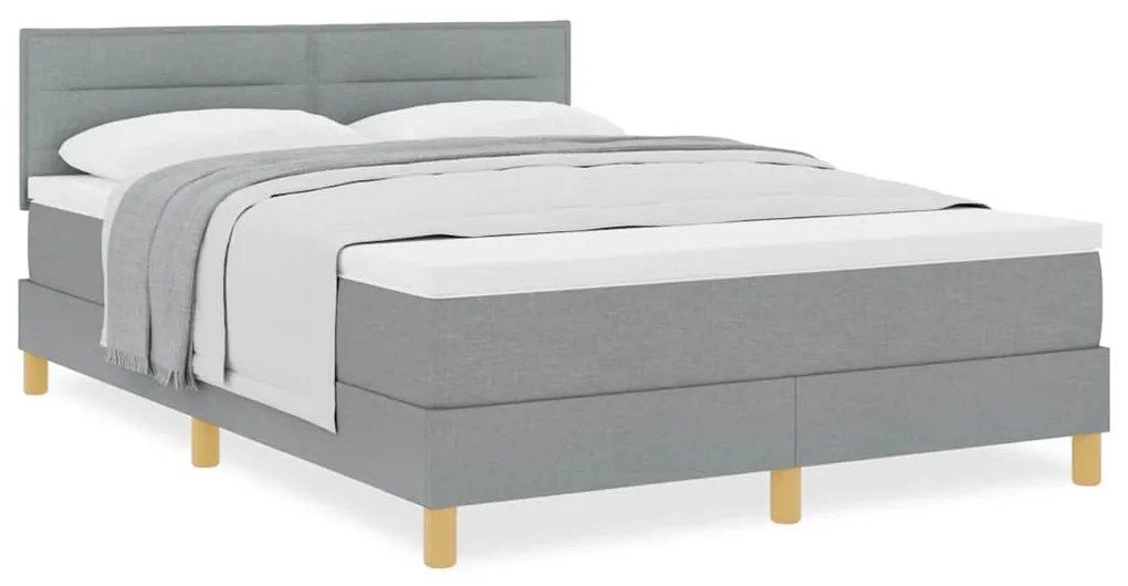 vidaXL Κρεβάτι box spring με στρώμα Ανοιχτό γκρι 140 x 200 cm ύφασμα