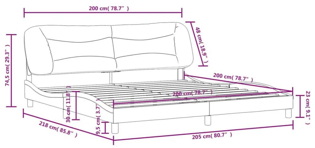 Πλαίσιο Κρεβατιού με Κεφαλάρι Γκρι 200x200 εκ. Συνθετικό Δέρμα - Γκρι