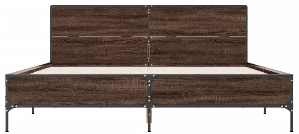 vidaXL Πλαίσιο Κρεβατιού Καφέ Δρυς 140x190 εκ. Επεξ. Ξύλο & Μέταλλο