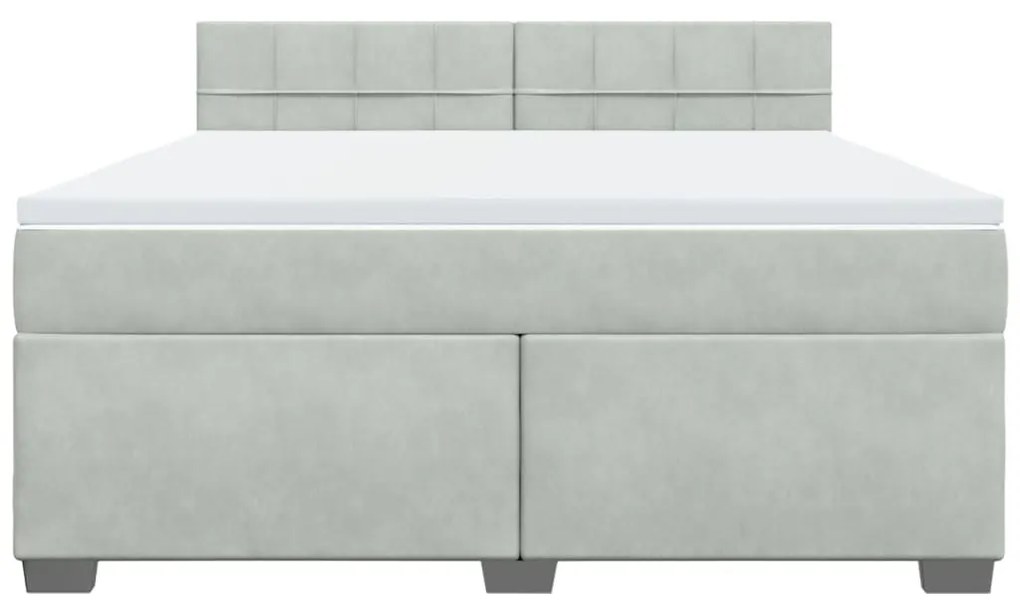 Κρεβάτι Boxspring με Στρώμα Ανοιχτό Γκρι 180x200 εκ. Βελούδινο - Γκρι