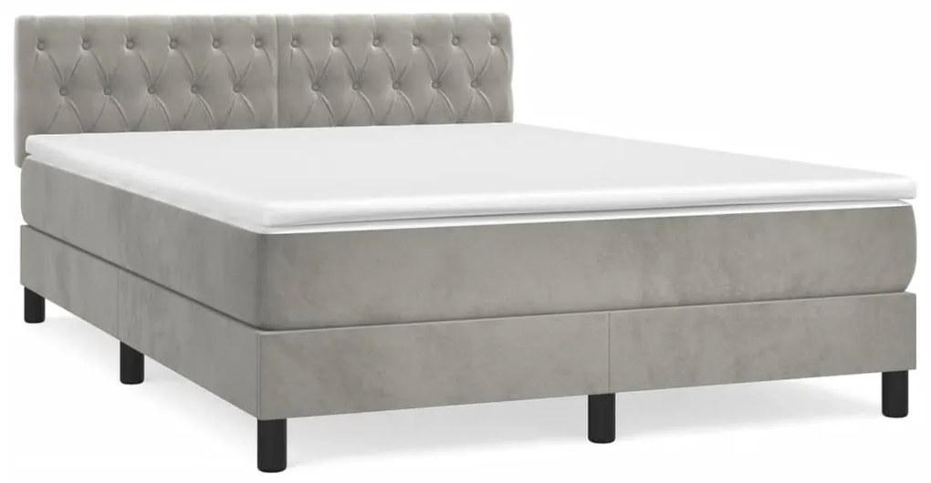 ΚΡΕΒΑΤΙ BOXSPRING ΜΕ ΣΤΡΩΜΑ ΑΝΟΙΧΤΟ ΓΚΡΙ 140X200 ΕΚ. ΒΕΛΟΥΔΙΝΟ 3141485