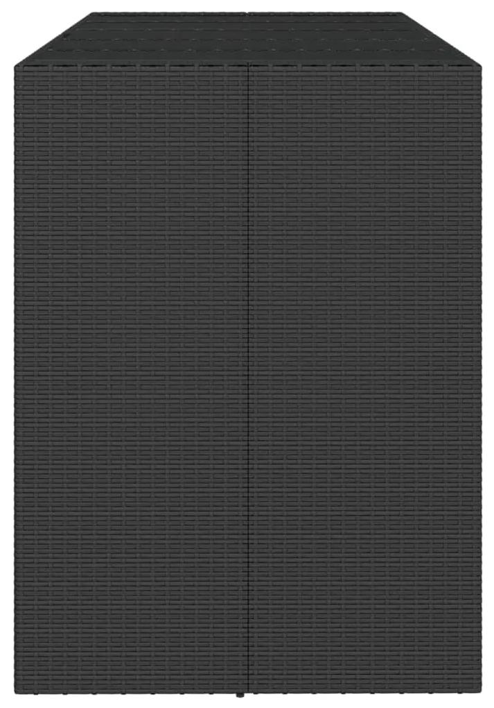 vidaXL Τραπέζι Μπαρ με Γυάλ. Επιφάνεια Μαύρο 185x80x110 εκ Συνθ. Ρατάν