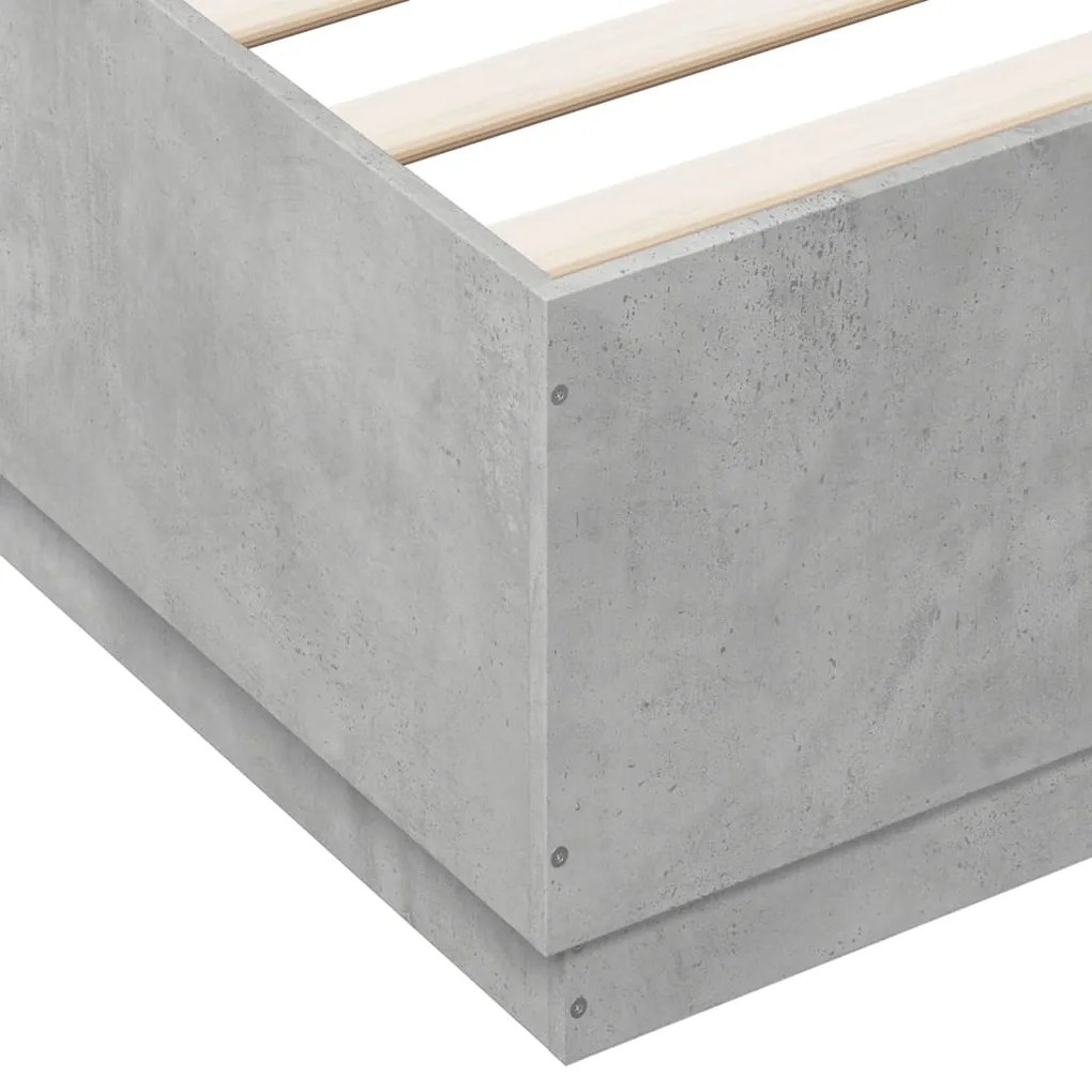 vidaXL Πλαίσιο Κρεβατιού Γκρι Σκυροδέματος 150x200 εκ. Επεξεργ. Ξύλο