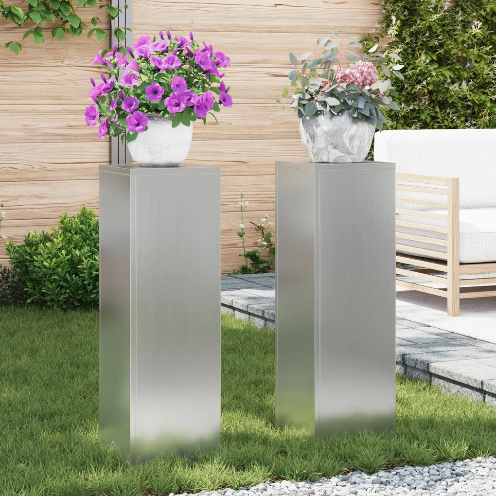 vidaXL Στήριξη φυτών 2 pcs Ασημί 24 x 24 x 75 εκ.