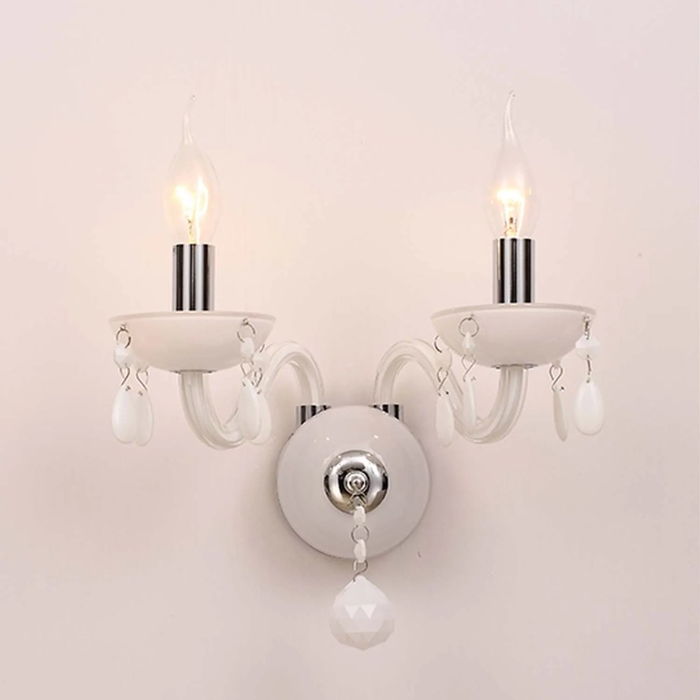 Φωτιστικό Τοίχου Δίφωτο BLK82042WWC White Crystal, Metal