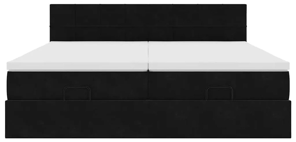 vidaXL Οθωμανικό κρεβάτι με στρώματα Μαύρο 200x200cm Velvet