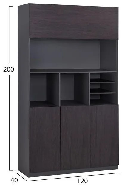 Βιβλιοθήκη γραφείου επαγγελματική C2088 Rosewood 120x40x200Υ εκ. 120x40x200 εκ.
