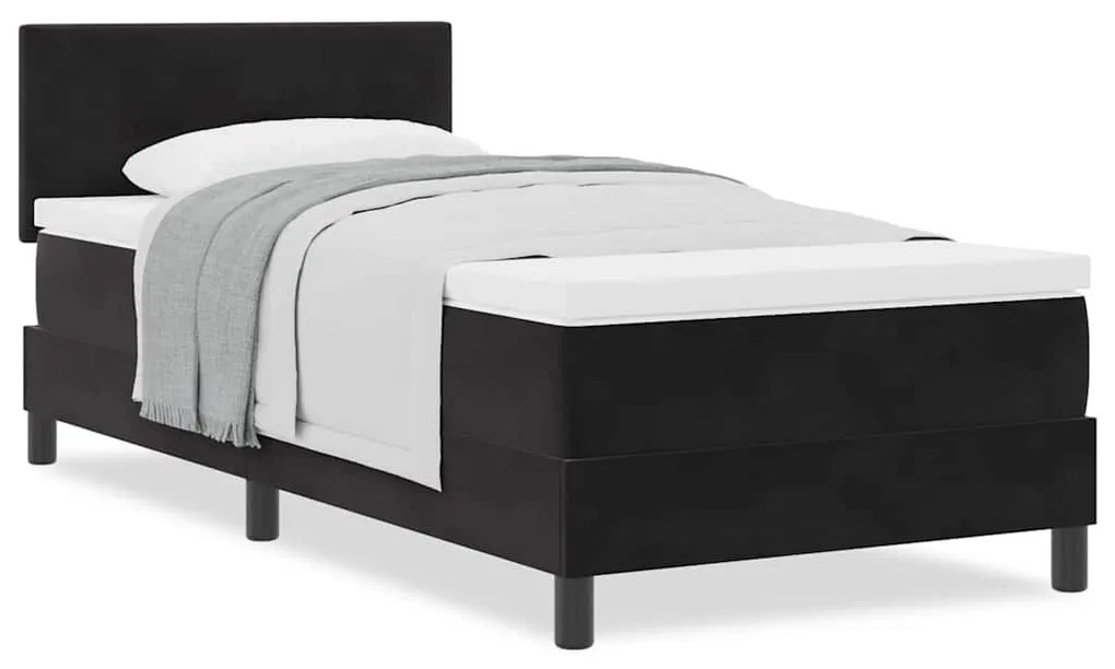 vidaXL Κρεβάτι με Ελατήρια και Στρώμα Μαύρο 90 x 190 cm ύφασμα