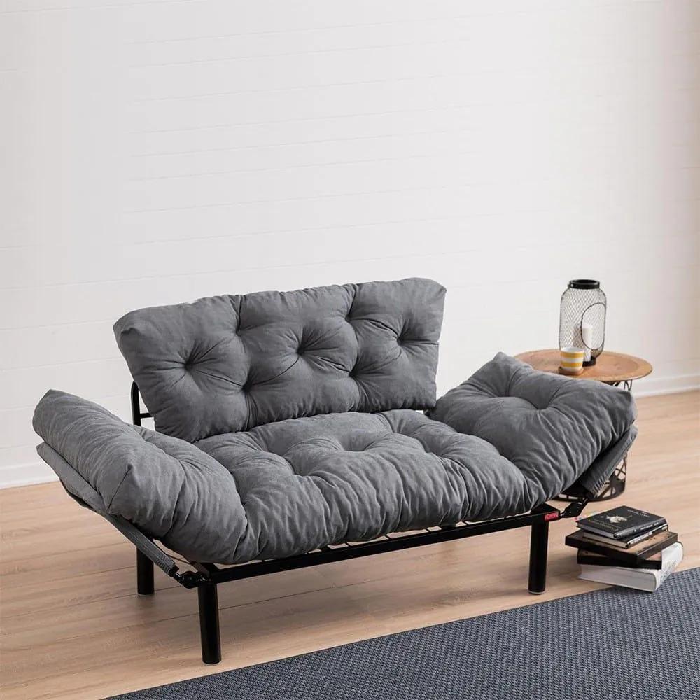 Καναπές Κρεβάτι Pwf-0018 Διθέσιος Υφασμα 071-000662 Γκρι 155X73X85Cm Μέταλλο,Ύφασμα