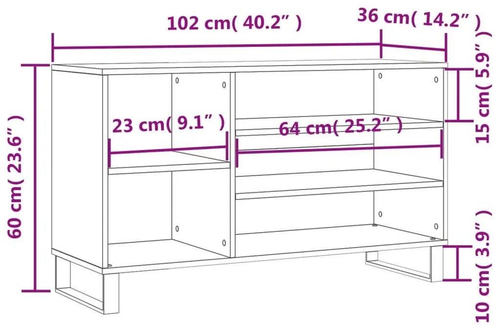 Παπουτσοθήκη Λευκή 102x36x60 εκ. από Επεξεργασμένο Ξύλο - Λευκό