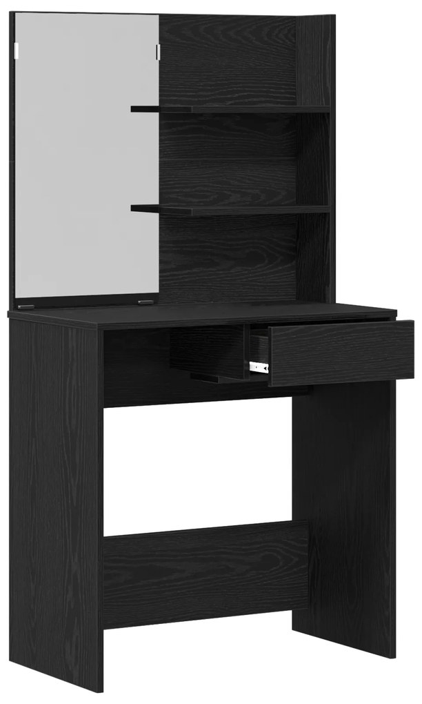 vidaXL Μαύρο Τραπέζι Μακιγιάζ με Καθρέπτη - 74.5 x 40 x 141 εκ