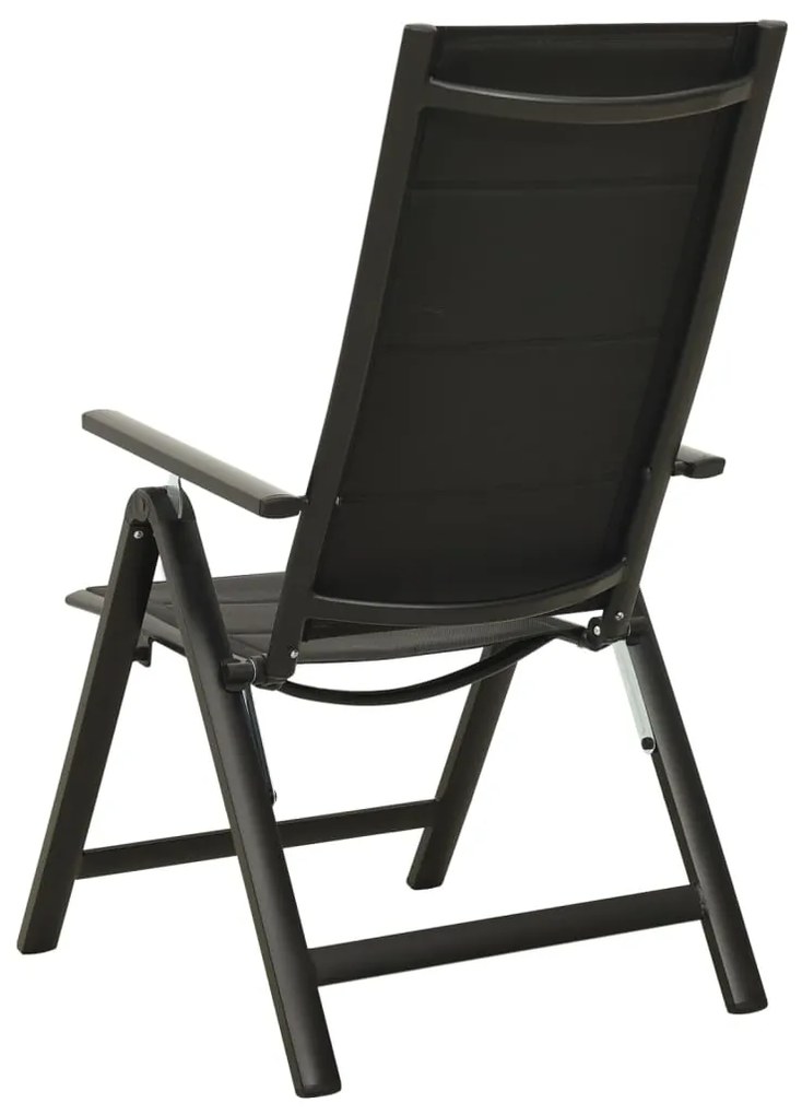 vidaXL Καρέκλες Κήπου Πτυσσόμενες 2 τεμ. Μαύρες Textilene / Αλουμίνιο