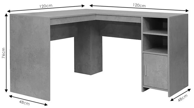 Γωνιακό γραφείο Matera γκρι cement 120x120x76εκ 120x120x76 εκ.