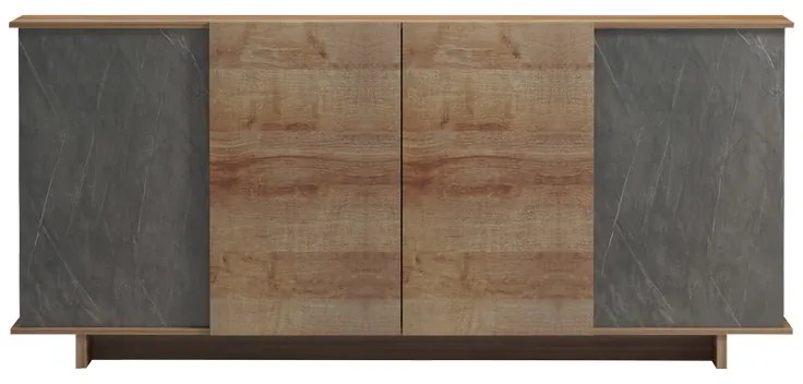 Μπουφές Zafore  pakoworld σε oak-γκρι μαρμάρου 180x45x80εκ