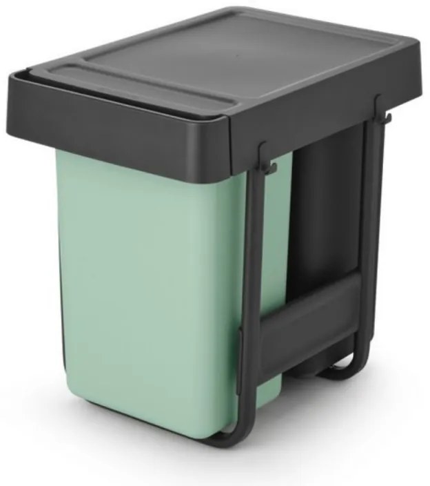 Brabantia Sort&Go κάδος χωριστής συλλογής 1008862, 2x15 l, Εσωτερική τοποθέτηση με τηλεσκοπικό πλαίσιο, Γκρι/πράσινο