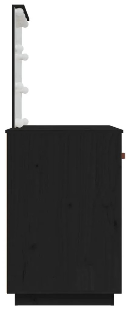 Μπουντουάρ με LED Μαύρο 95 x 50 x 133,5 εκ. Μασίφ Ξύλο Πεύκου - Μαύρο