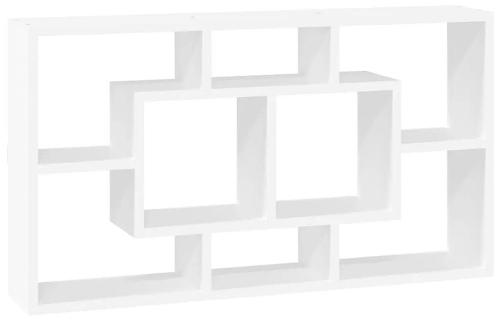 Ραφιέρα Τοίχου 8 Τμημάτων Γυαλιστερό Λευκό - Λευκό