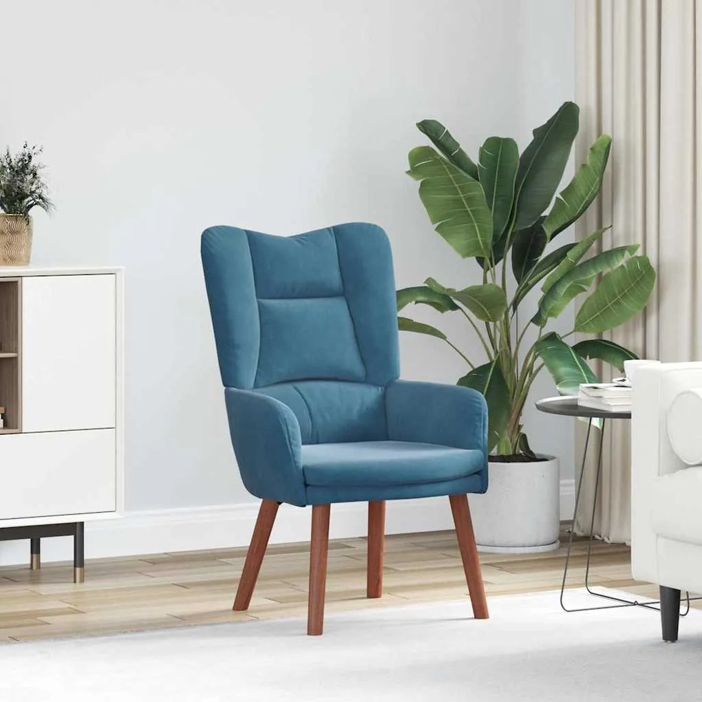 vidaXL Χαλαρωτική Πολυθρόνα Μπλε 63 x 67 x 94 εκ. Βελούδο