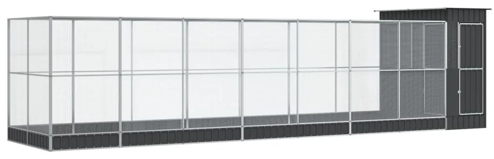 vidaXL Κλουβί με Επέκταση Ασημένιο 830x203x216 εκ. Ατσάλινο