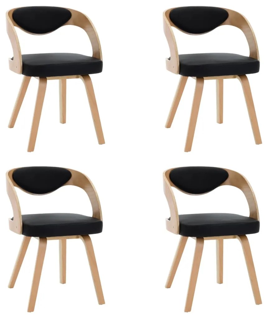 vidaXL Καρέκλες Τραπεζαρίας 4 τεμ. Μαύρες Λυγισμ. Ξύλο/Συνθετικό Δέρμα