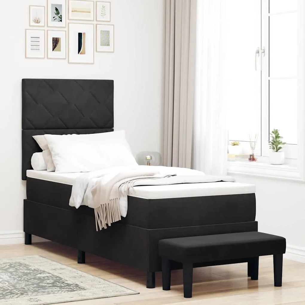 vidaXL Κρεβάτι με ελατήρια με στρώμα Μαύρο 80 x 200 cm Βελούδο