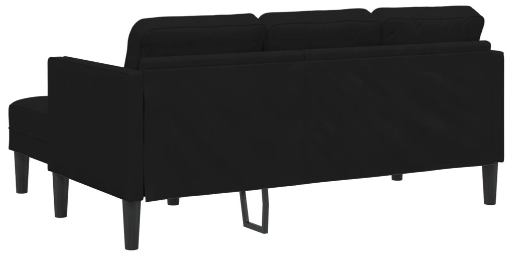 vidaXL Καναπές 3 Θέσεων με Chaise L-shaped Μαύρος 160 εκ Βελούδο