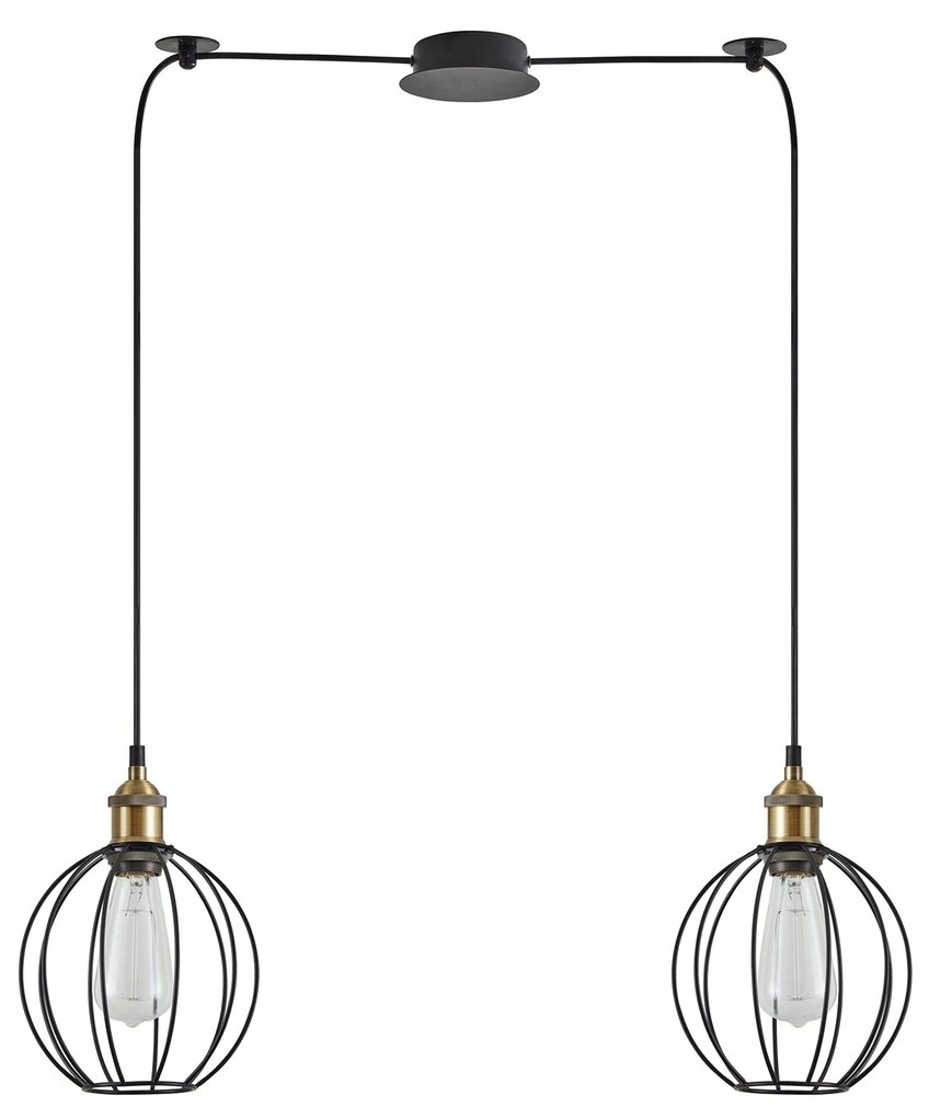 SE21-BR-10-BL2-GR2 MAGNUM Bronze Metal Pendant Black Metal Grid with Black Fabric Cable+ HOMELIGHTING 77-8713