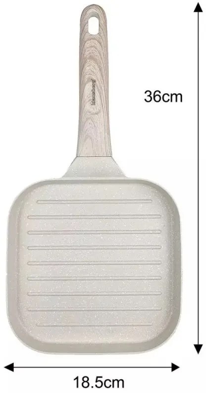 Τηγάνι ψησίματος Klausberg KB 7812, 18.5cm, Μαρμάρινο φινίρισμα, Χειρολαβή Cool touch, Επαγωγή, Μπεζ