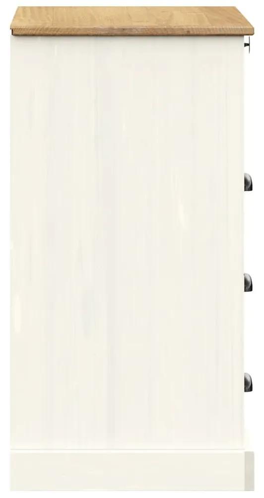 Συρταριέρα VIGO Λευκή 80 x 40 x 76 εκ. από Μασίφ Ξύλο Πεύκου - Λευκό
