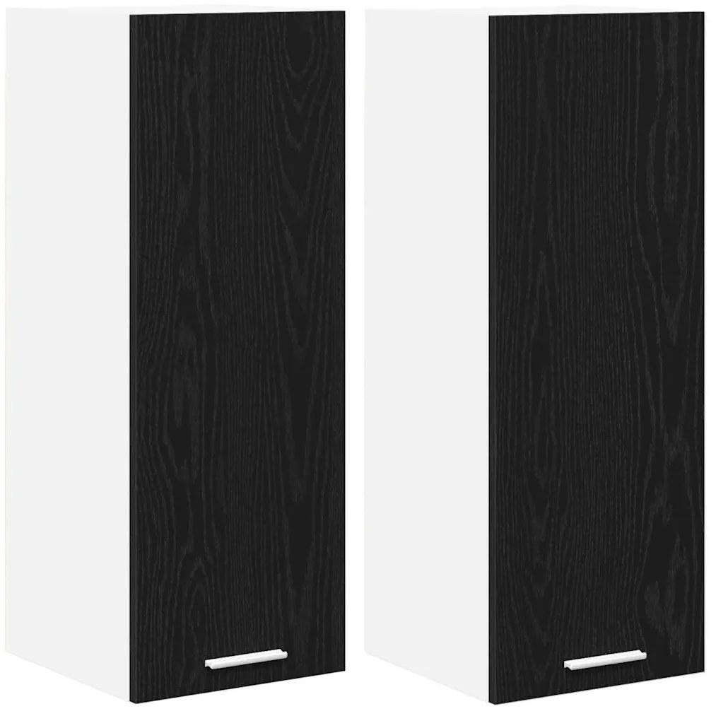 vidaXL Κρεμαστό ντουλάπι 2 pcs Μαύρος Δρυς και Λευκό 30 x 31 x 80 εκ.