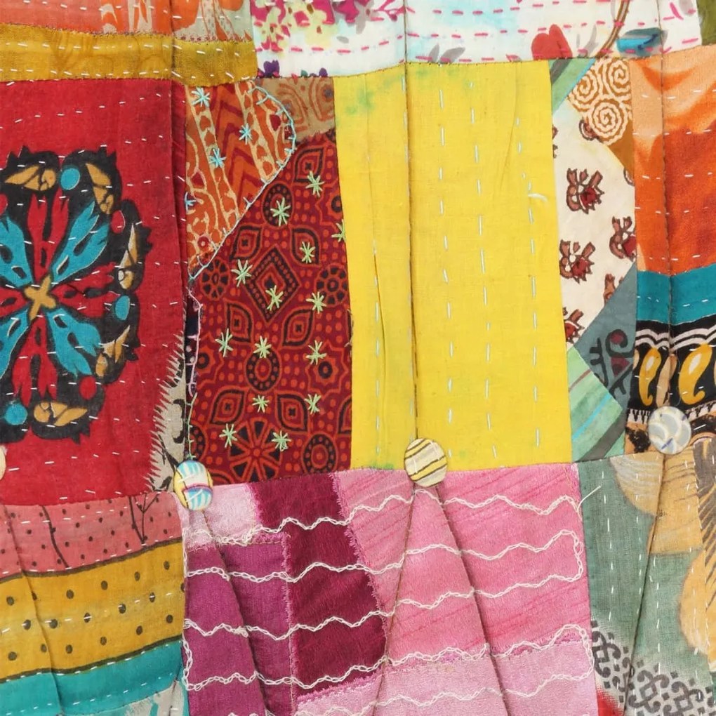 vidaXL Πολυθρόνα Κουνιστή Πολύχρωμη Patchwork από Καραβόπανο+Υποπόδιο